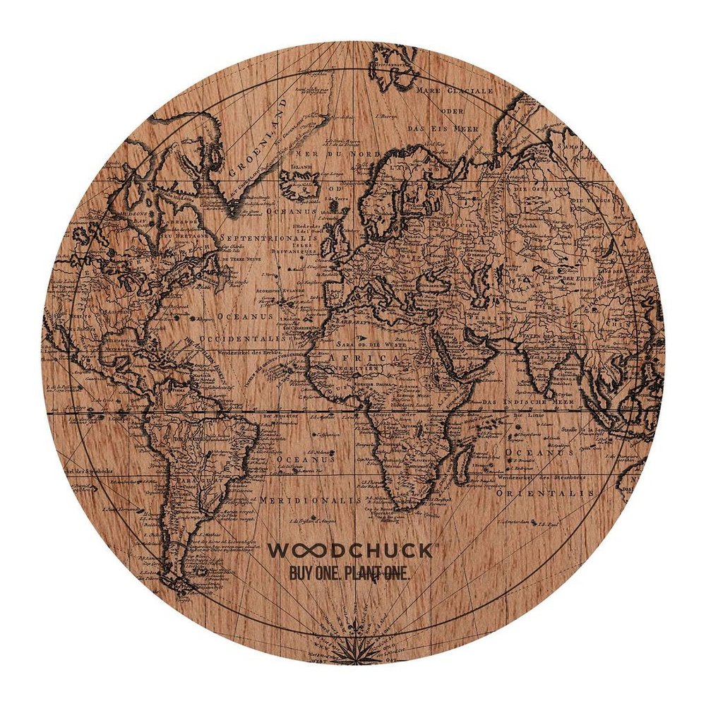 Woodchuck Wood World Map Round Sticker  2"x2"  NWT